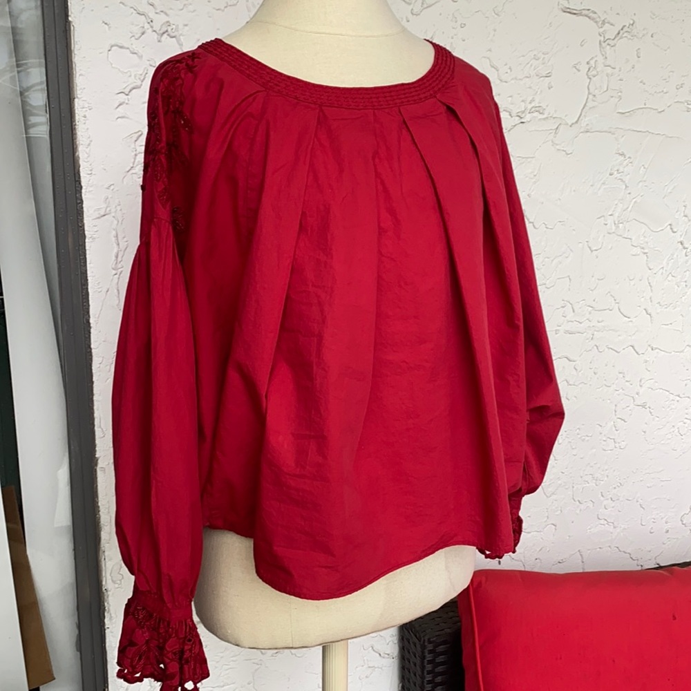 EUC Free People red cotton blouse - Small
